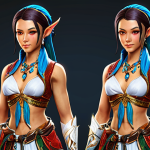 ** A player character, stylishly dressed in a rare, limited-edition Lost Ark avatar, showing off their unique character customization. Focus on details that highlight the avatar's rarity and desirable design. Consider using vibrant colors and dynamic posing to convey the avatar's value.

**