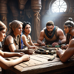 A Lost Ark Raid party preparing for a challenging encounter, with diverse classes represented (DPS, Support, Tank). Focus on the teamwork and anticipation.
